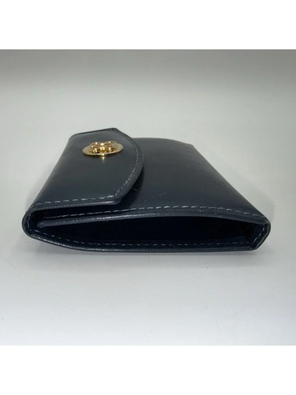 Vintage Bosca Full Grain Blue Leather Small Wallet/Card Holder Trifold